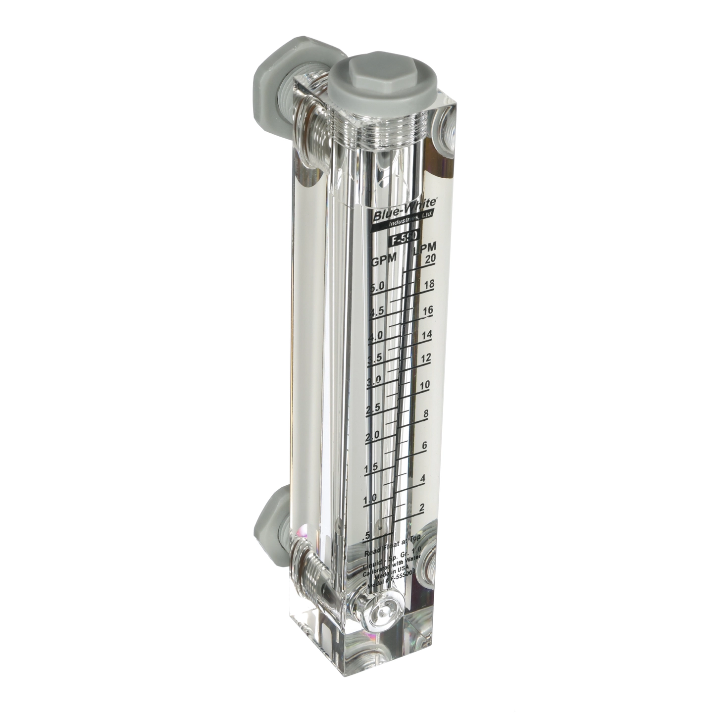 Flowmeter/0-5Gpm,1/2Mpt,Blkhd