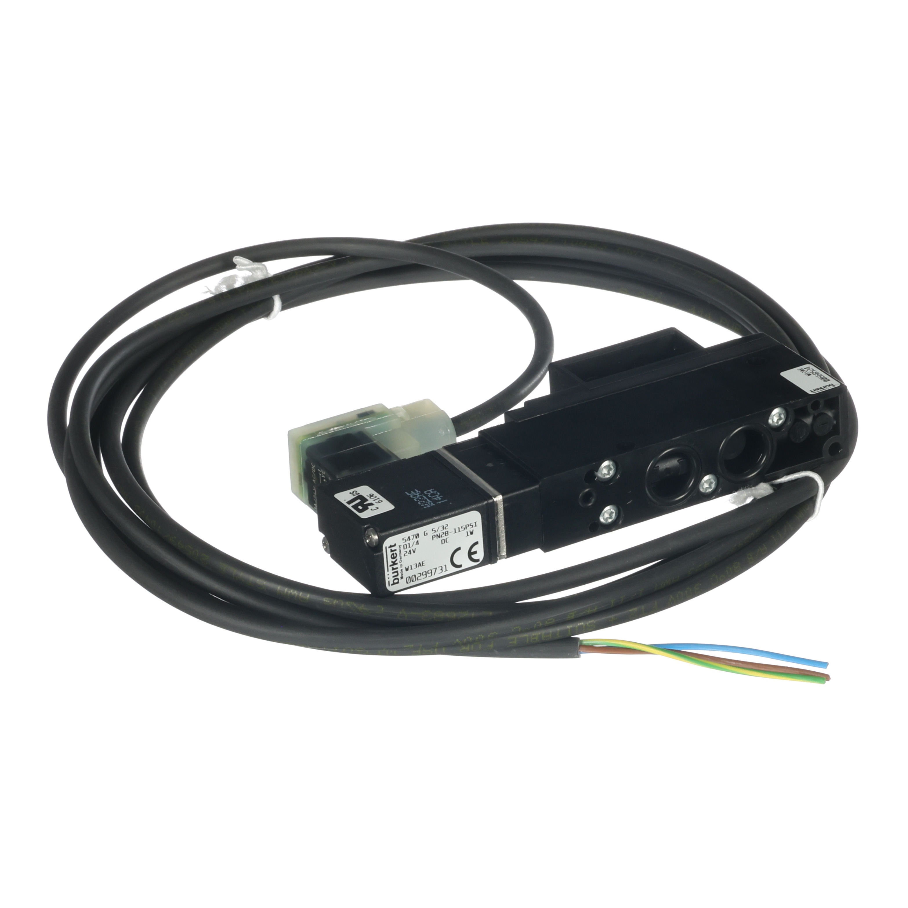 Burkert Valve ( 4-Way 24V with Din Plug AC/DC) with cable and connector. (54-743-03-PP)