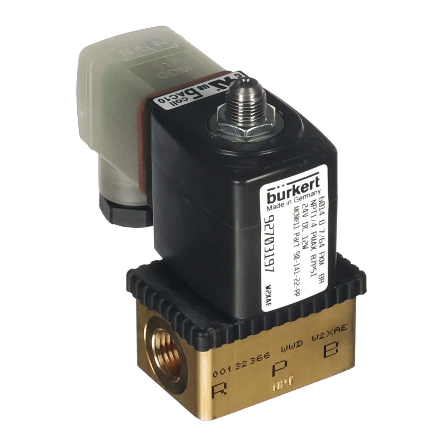 3/2 Normally Open Solenoid, 24V Coil Din Plug