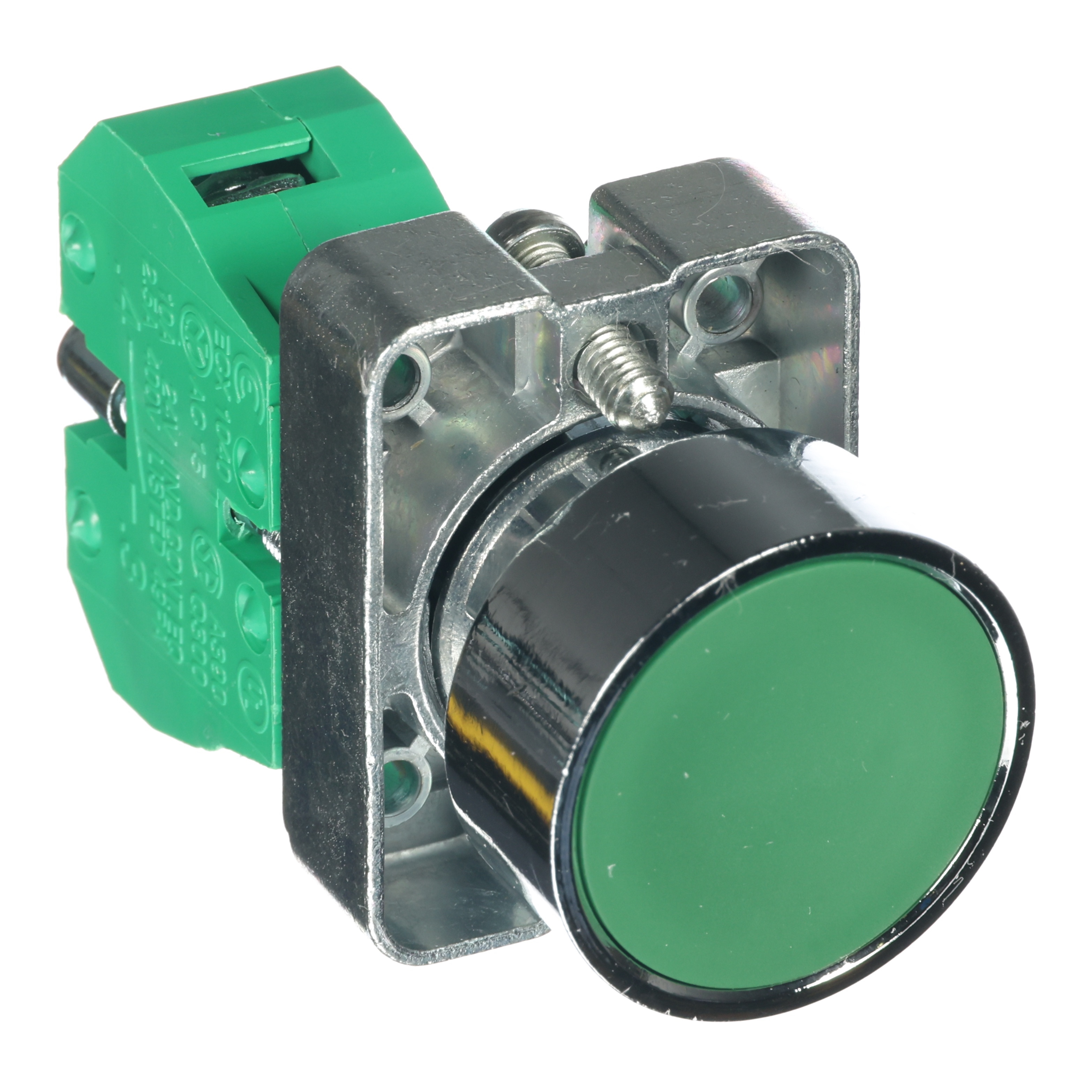 PUSH BTN,22MM,METAL,GRN,FLUSH